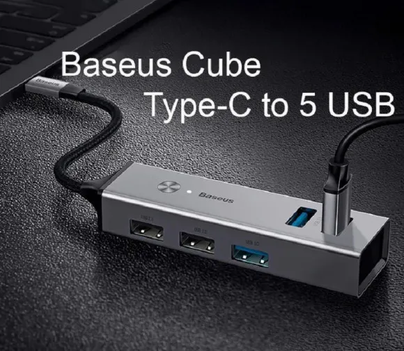 USB-концентратор Hoco Baseus Cube HUB Adapter Type-C to USB 3.0*3+USB2.0*2 (темно-серый) USB-концентратор Hoco Baseus Cube HUB Adapter Type-C to USB 3.0*3+USB2.0*2 (темно-серый)
