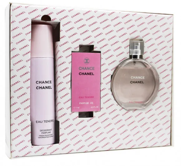 Подарочный набор Chanel eau Tendre for woman 3 в 1 150 ml x 7 ml x 100 ml