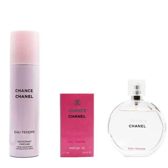 Подарочный набор Chanel eau Tendre for woman 3 в 1 150 ml x 7 ml x 100 ml Подарочный набор Chanel eau Tendre for woman 3 в 1 150 ml x 7 ml x 100 ml