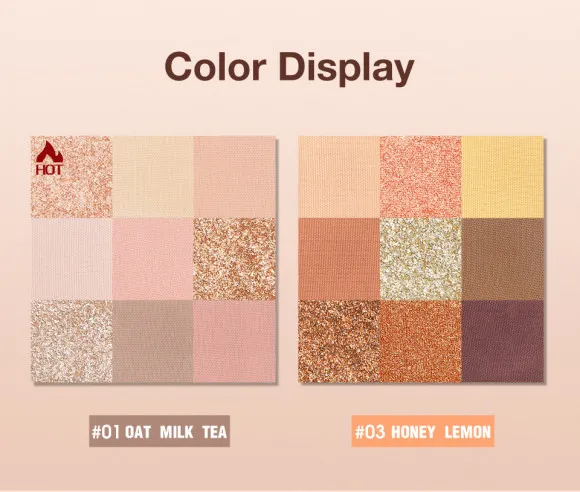 O.TWO.O Палитра теней для век 9 цветов арт. SC042 Oatmeal milk tea #01 10 g.