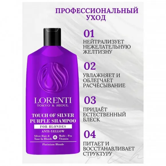 Lorenti Шампунь для волос против желтизны ANTI-YELLOW 630 мл