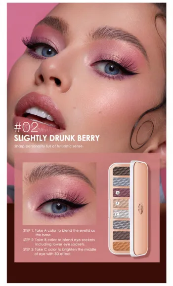 Палитра теней для век 8 цветов O.TWO.O арт. SC021 #03 10 g.