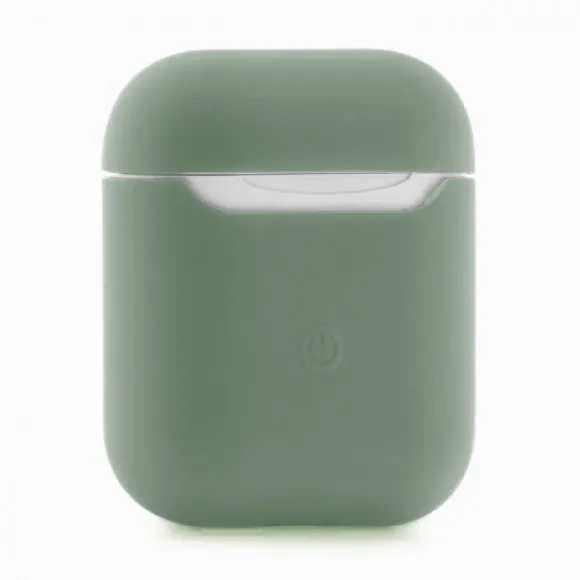 Силиконовый чехол для Эпл ЭирПодс 2 Silicone Case (тёмно зелёный)
