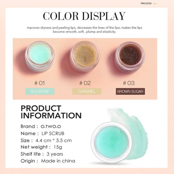 Отшелушивающий скраб для губ  O.TWO.O 15g (арт. 1002)