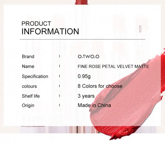 Матовая губная помада O.TWO.O арт. SC016 №5 (White Peach Bean Paste) 0.95 g. Матовая губная помада O.TWO.O арт. SC016 №5 (White Peach Bean Paste) 0.95 g.