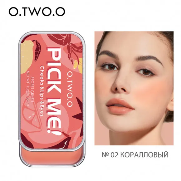 Матовый крем 3 в 1 (румяна, тени для век, помада для губ) O.TWO.O Pick Me 10г #9139 (№02 Коралловый)